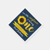 Serviette En Papier Little Sunflower Navy Bleu 1er anniversaire (Coin)