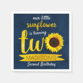 Serviette En Papier Little Sunflower Navy Bleu 2e anniversaire (Devant)