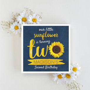 Serviette En Papier Little Sunflower Navy Bleu 2e anniversaire