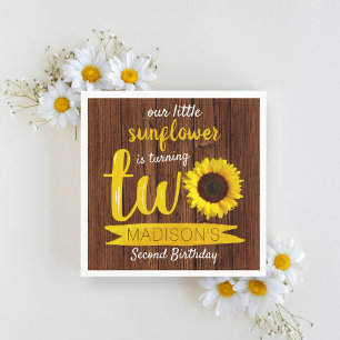 Serviette En Papier Little Sunflower Rustic Wood 2e anniversaire