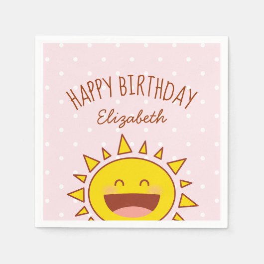 Serviette En Papier Little Sunshine Girl Anniversaire Joyeuse fête d'a (Devant)