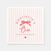 Serviette En Papier Little Sweetheart Coquette Bow 1st Birthday (Devant)