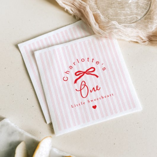 Serviette En Papier Little Sweetheart Coquette Bow 1st Birthday