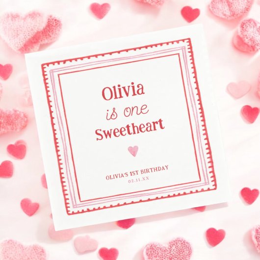 Serviette En Papier Little Sweethee 1ère fête d'anniversaire