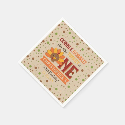 Serviette En Papier Little Turkey Fall Thanksgiving 1er anniversaire (Coin)