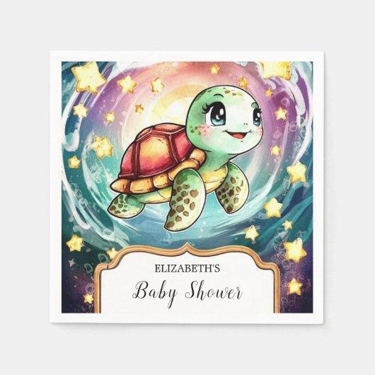 Serviette En Papier Little Under the Sea Turtle Baby shower (Devant)
