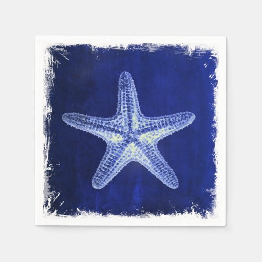 Serviette En Papier littoral chic plage rustique nautique bleu étoile (Devant)