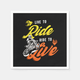 Serviette En Papier Live To Ride Motocross Motorcycle Dirt Vélo
