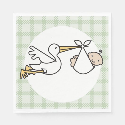 Serviette En Papier Livraison de bébé Stork (Devant)
