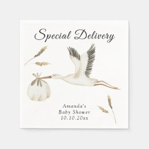 Serviette En Papier Livraison spéciale aquarelle Cigogne Baby Shower