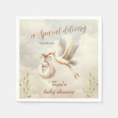 Serviette En Papier Livraison spéciale Baby shower de cigogne neutre p (Devant)