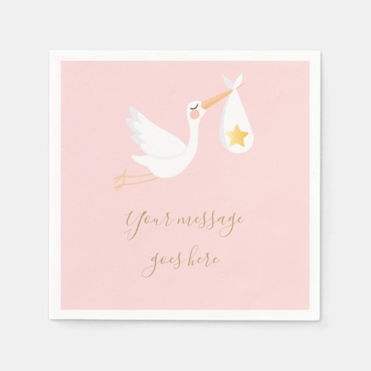Serviette En Papier Livraison spéciale Boule bébé fille Douche rose (Devant)