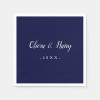 Livre blanc de la marine moderne chic Mariage Napk