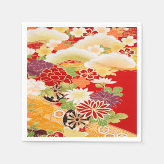 Serviette En Papier Livre blanc rouge japonais Kimono floral découpage