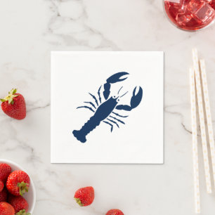 Serviette En Papier Livre bleu et blanc marine de homard marine