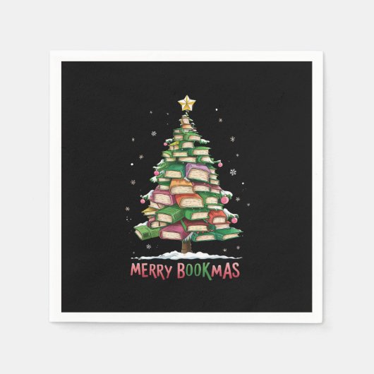 Serviette En Papier Livre de Noël Lover Tree Librairie Joyeux Bookmas (Devant)