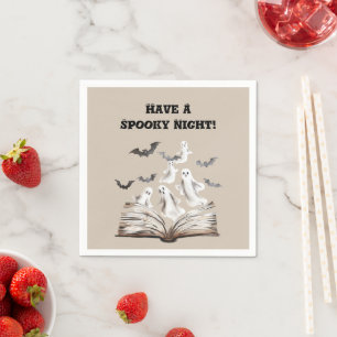 Serviette En Papier Livre de nuit effrayant fantômes chauves-souris Ha