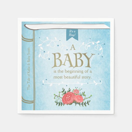 Serviette En Papier Livre d'histoire papier Baby shower Napkin garçon (Devant)