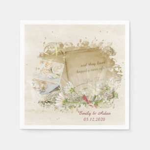 Serviette En Papier Livre mariage avec marguerites