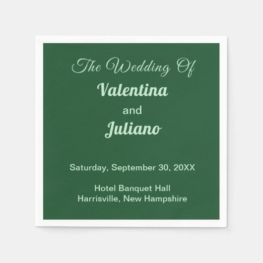 Serviette En Papier Livre Mariage émérite monochrome vert (Devant)