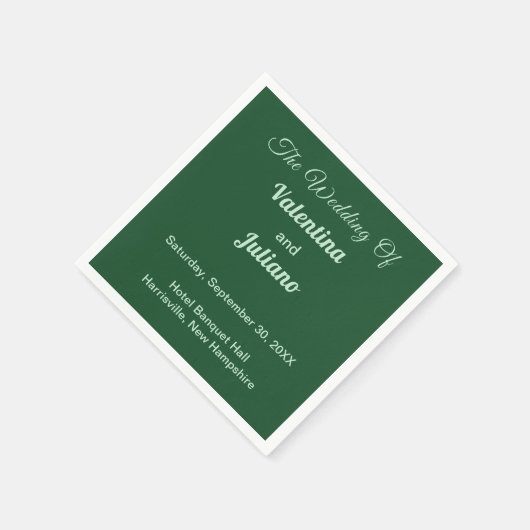 Serviette En Papier Livre Mariage émérite monochrome vert (Coin)