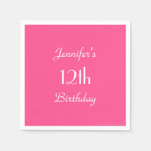 Serviette En Papier Livre minimaliste du 12e anniversaire de Hot Pink