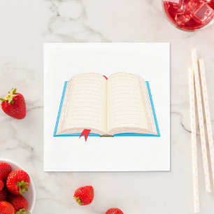 Serviette En Papier Livre ouvert signet rouge