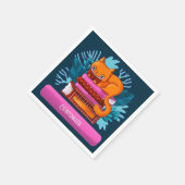 Serviette En Papier Livres Approuvés Personnalisés Chat Turquoise (Coin)