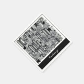 Serviette En Papier Livres Et Coffee Doodle Collage (Coin)