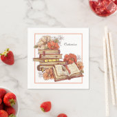 Serviette En Papier Livres Et Fleurs (En situation)