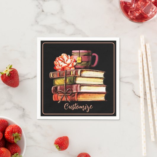 Serviette En Papier Livres Et Thé Noir (En situation)