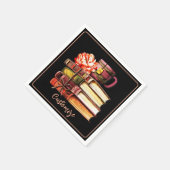 Serviette En Papier Livres Et Thé Noir (Coin)