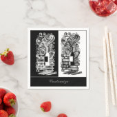 Serviette En Papier Livres Et Vins Noirs Et Blancs (En situation)