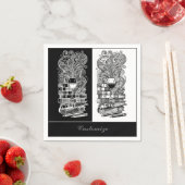 Serviette En Papier Livres Et Vins Noirs Et Blancs 2 (En situation)