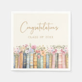Serviette En Papier Livres Floraux Remise des diplômes (Devant)