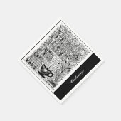 Serviette En Papier Livres Noir Et Blanc Doodle (Coin)