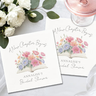 Serviette En Papier Livret Aquarelle Fleurs Mariage Shower