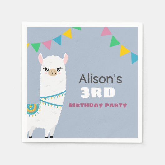 Serviette En Papier Llama Anniversaire (Devant)