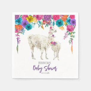 Serviette En Papier Llama Baby shower Fiesta Floral