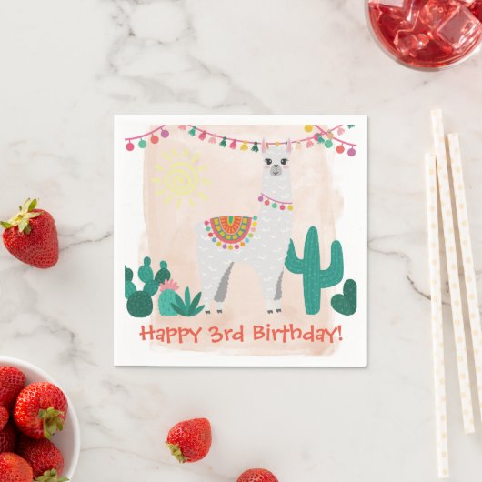 Serviette En Papier Llama fête d'anniversaire (En situation)