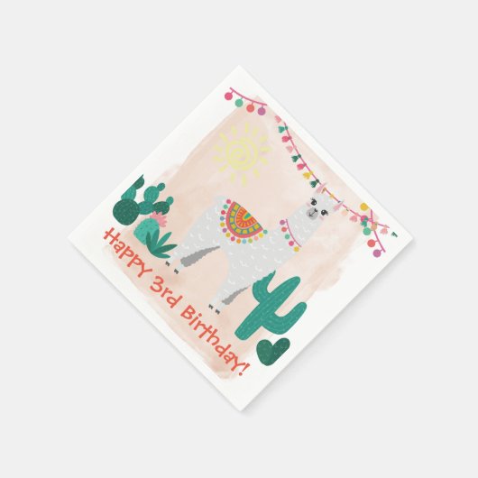 Serviette En Papier Llama fête d'anniversaire (Coin)
