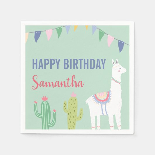 Serviette En Papier Llama Joyeux fête de fête d'anniversaire (Devant)
