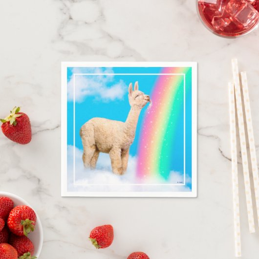 Serviette En Papier Llama Licking Rainbow (En situation)