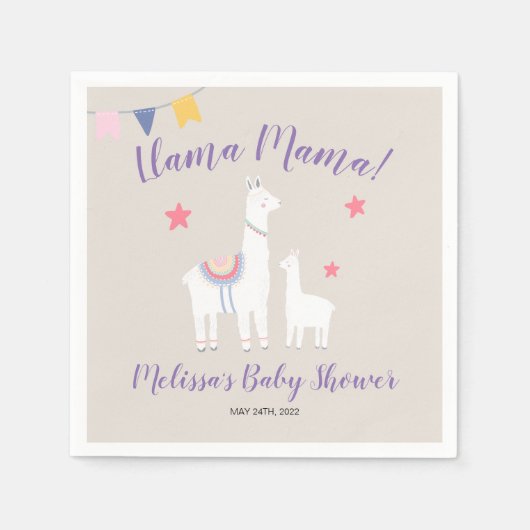 Serviette En Papier Llama Mama Baby Llama Baby shower mignonne (Devant)