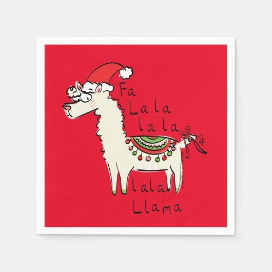 Serviette En Papier Llama Mignon Drôle Noël Vacances (Devant)
