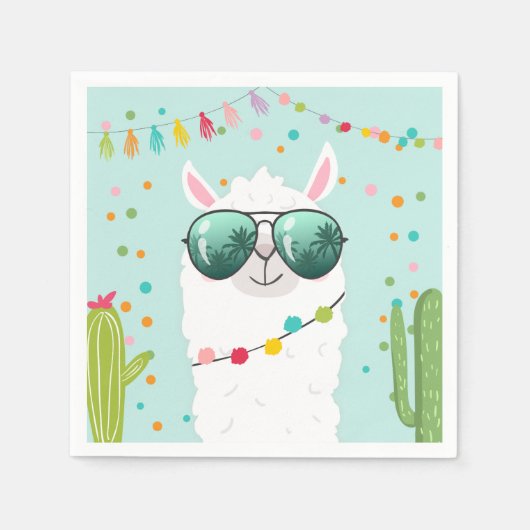 Serviette En Papier Llama Rama Papier Naples Fiesta Party Alpaca (Devant)