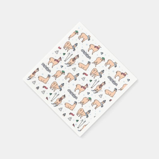 Serviette En Papier Llamas En Casquette & Écarts Motif de ski (Coin)