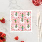 Serviette En Papier Llamas et cactus Motif de Noël (En situation)