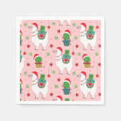 Serviette En Papier Llamas et cactus Motif de Noël (Devant)
