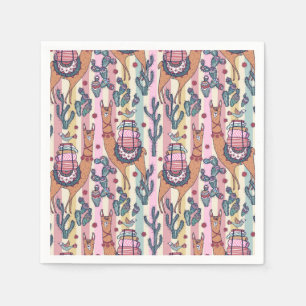 Serviette En Papier Llamas Sur La Stripe Motif